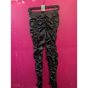 Black Vinyl Ruched Alt Stretch Pants Women's Labijou L